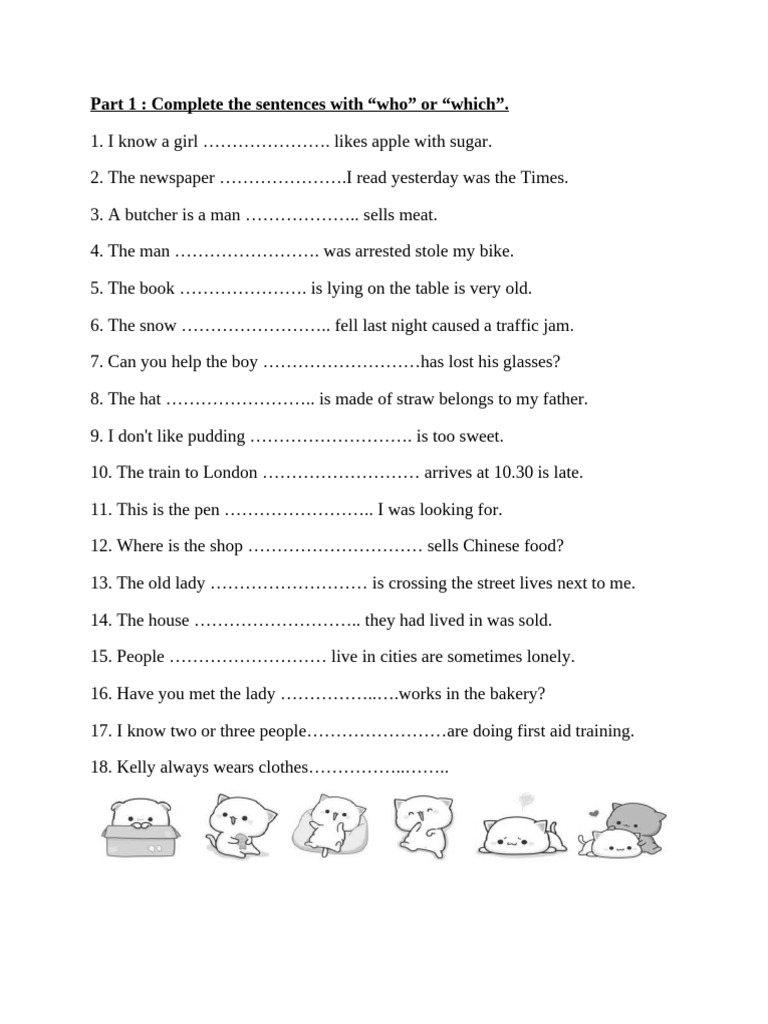 Part 1: Complete The Sentences With 