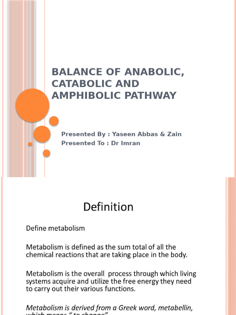 Balance of Anabolic, Catabolic and Amphibolic Pathway | PDF | Cell ...