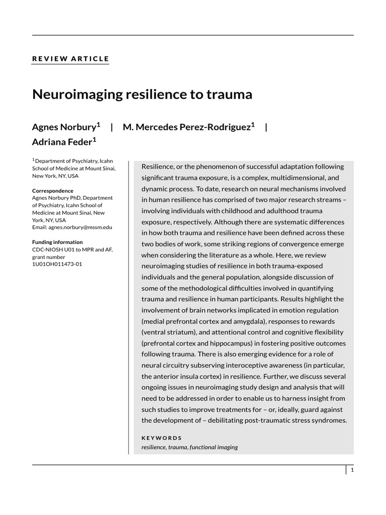 Neuroimaging Resilience To Trauma 15 11 19 | PDF | Psychological ...
