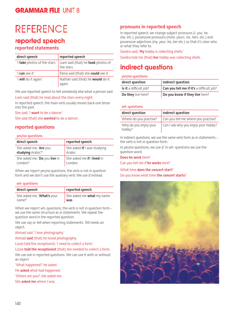 Reported Speech and Indirect Questions Guide | PDF | Question | Verb