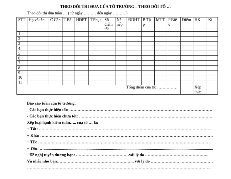Theo Dõi Thi Đua C A T Trư NG | PDF