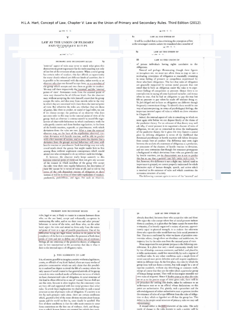 H.L.A. Hart, Concept of Law, Chapter V-Law As The Union of Primary and ...