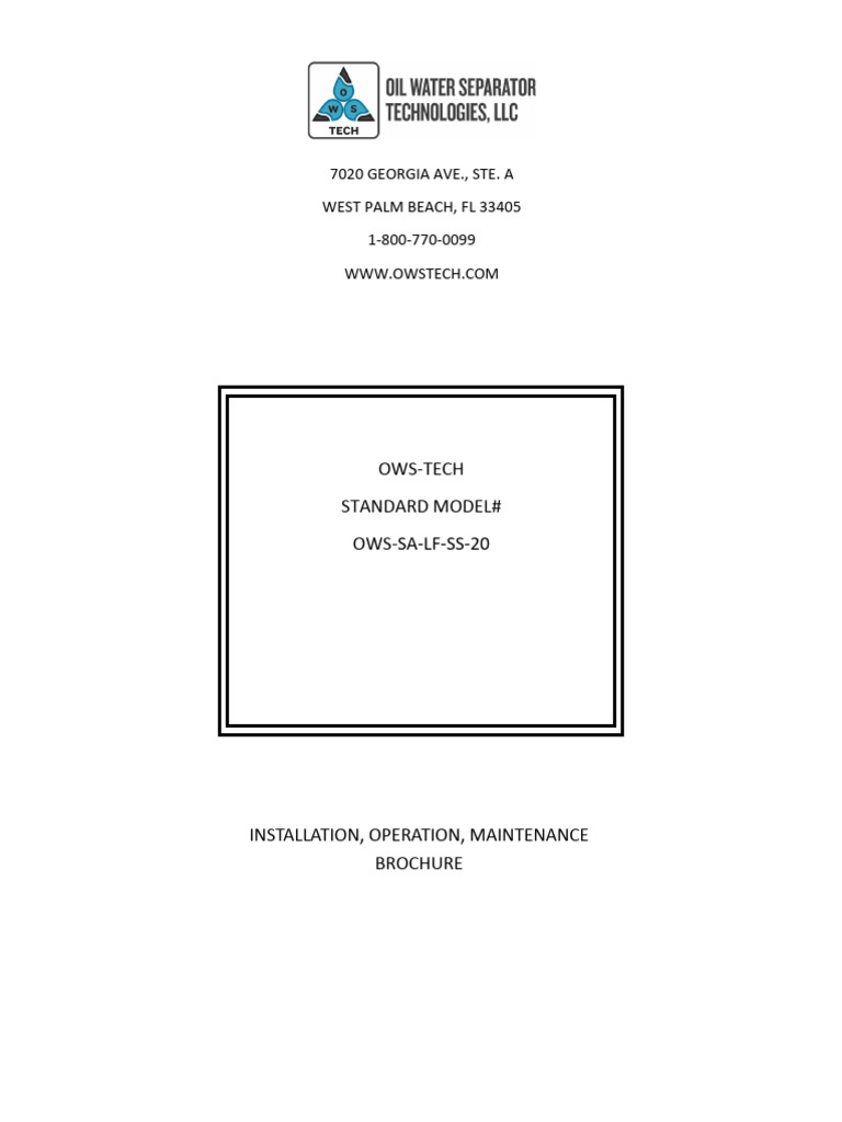 OWS-SA-LF-SS-20 Operation Manual | PDF | Manufactured Goods | Equipment