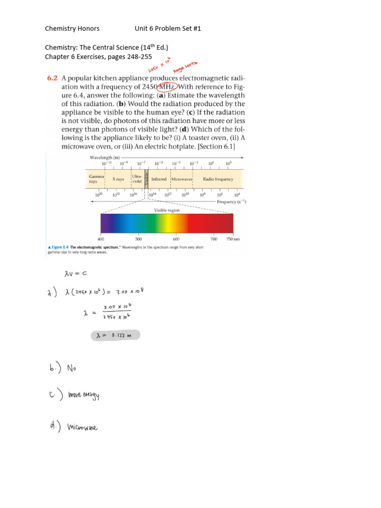 Chemistry Honors Unit 6 Problem Set | PDF