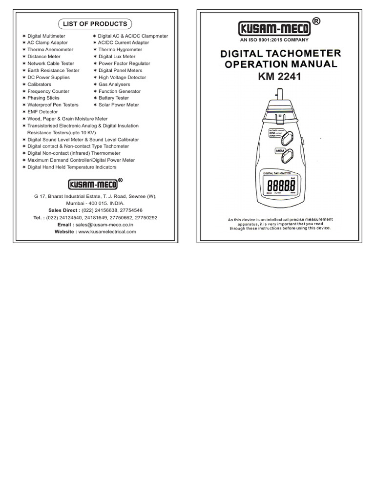 KM 2241 Manual Update 2020 | PDF | Calibration | Electricity