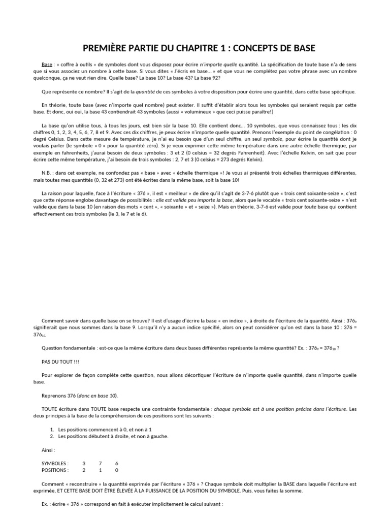 Bases numériques et stockage informatique | PDF | Température ...