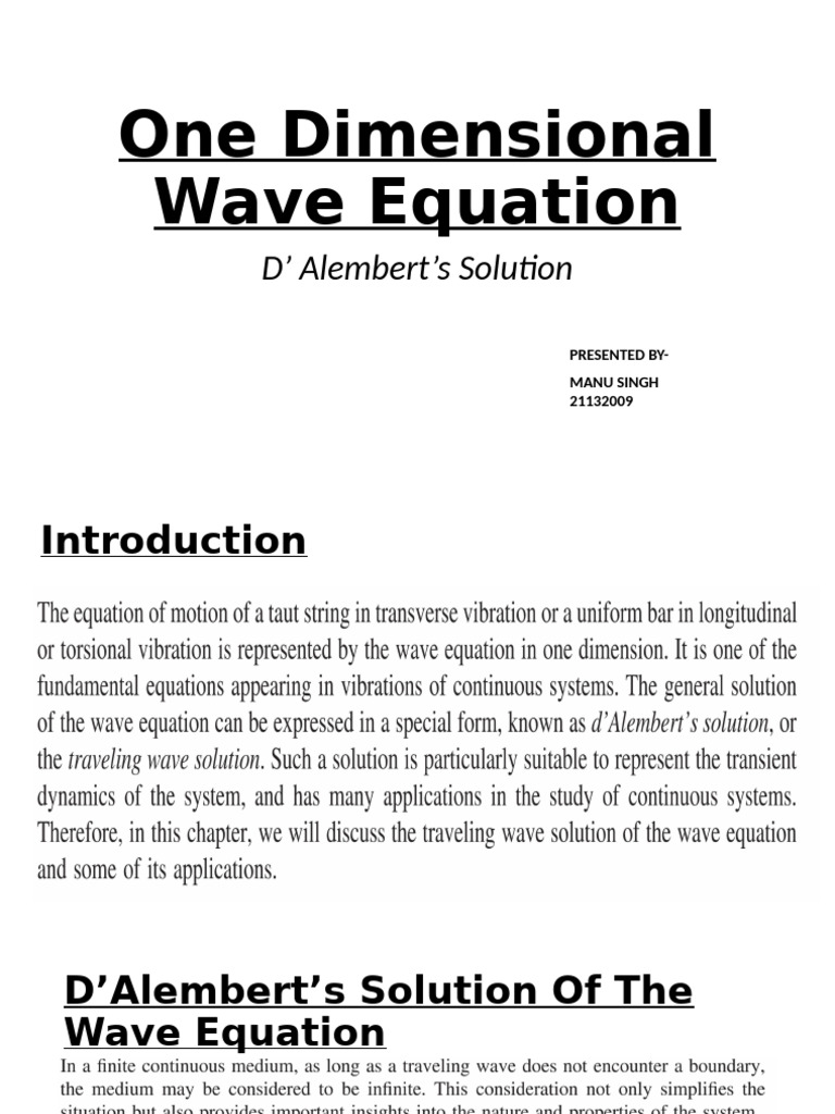 One Dimensional Wave Equation | PDF