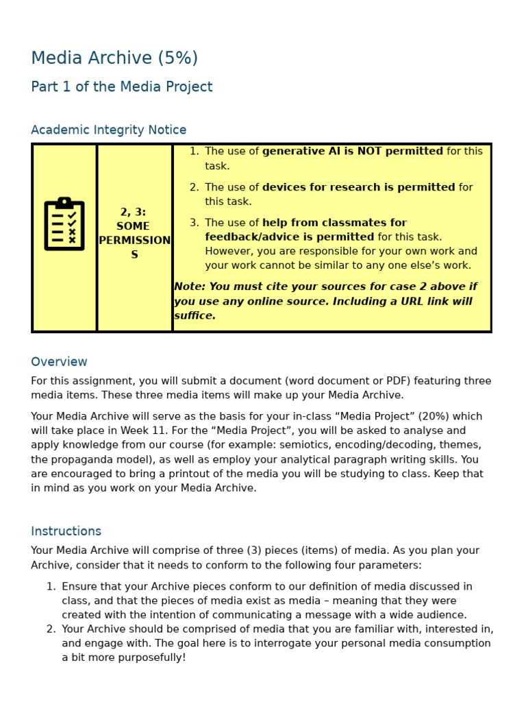 Media Archive Project Guidelines | PDF | Archive | Human Communication
