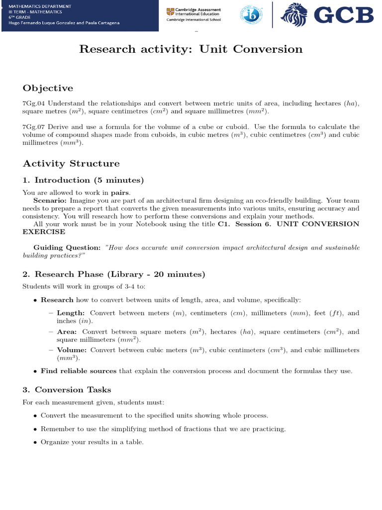06 MAT 3T FOR Workshop UnitConversion | PDF | Volume | Physical Quantities