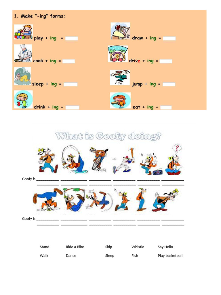 Goofy Activity Fill-in Worksheet | PDF