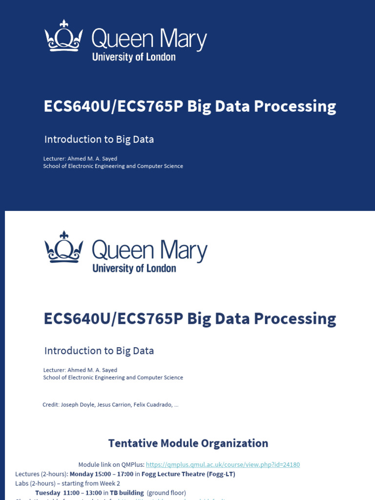ECS640U Big Data Processing Overview | PDF | Apache Hadoop | Parallel ...