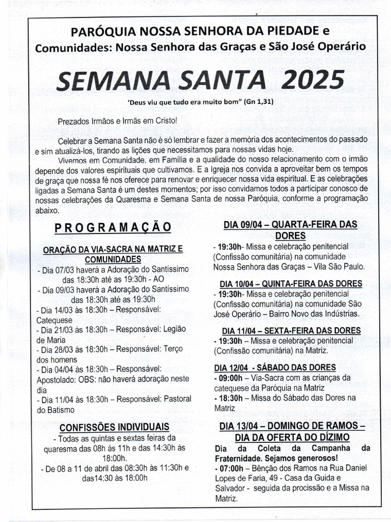 Programa Semana Santa 2025 | PDF