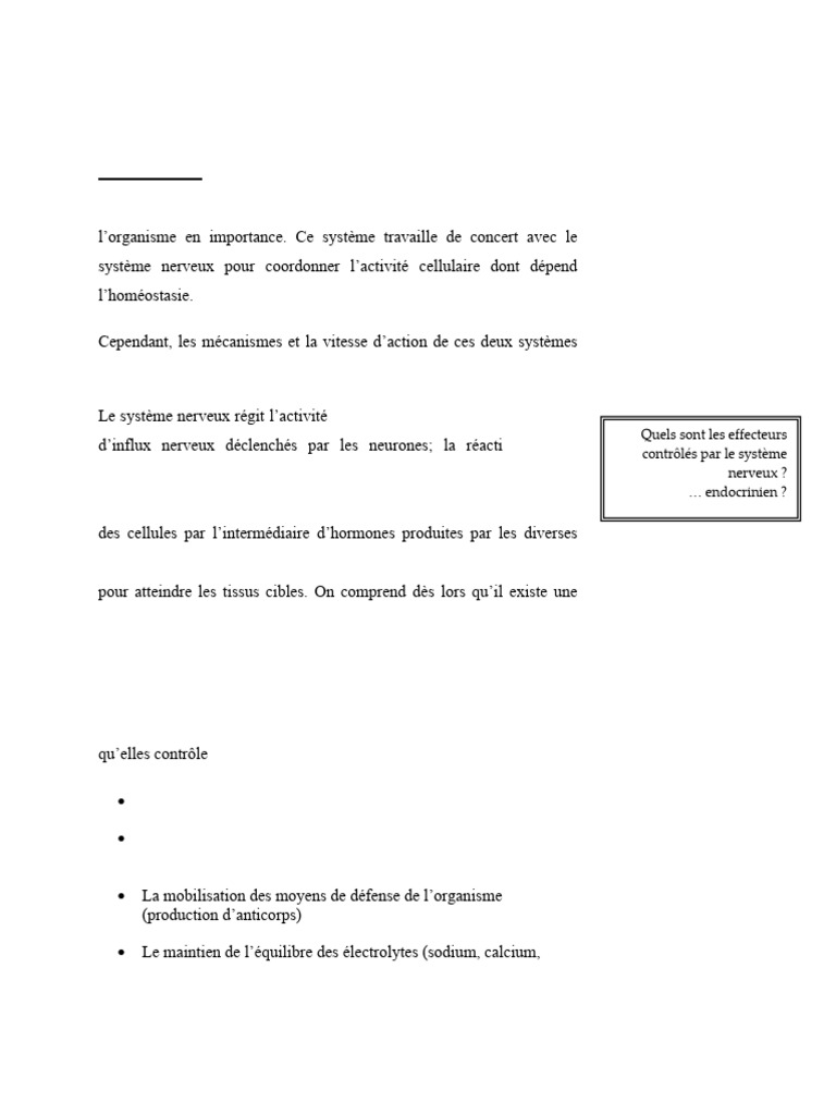 Schéma du système endocrinien | PDF | Hormone | Hypothalamus
