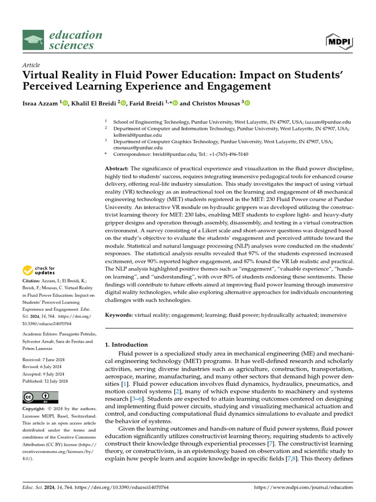 VR's Impact on Fluid Power Education | PDF | Virtual Reality ...
