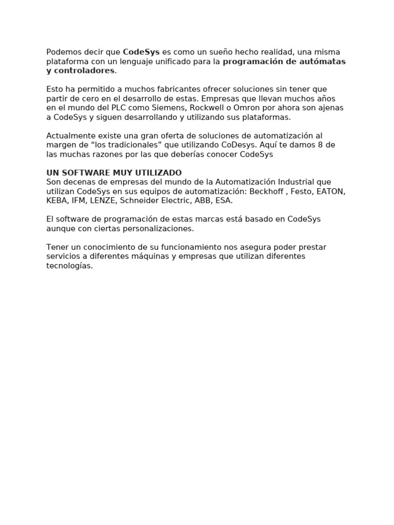 Por Que Programar en CODESYS | PDF | Software | Controlador lógico ...
