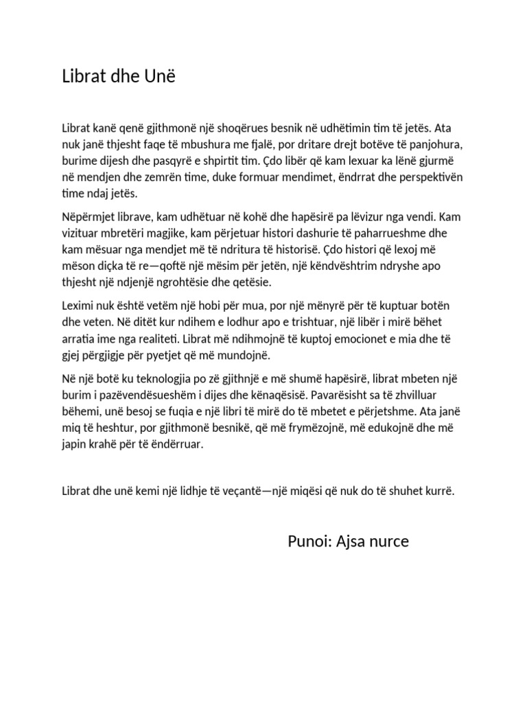 Librat Dhe Unë | PDF