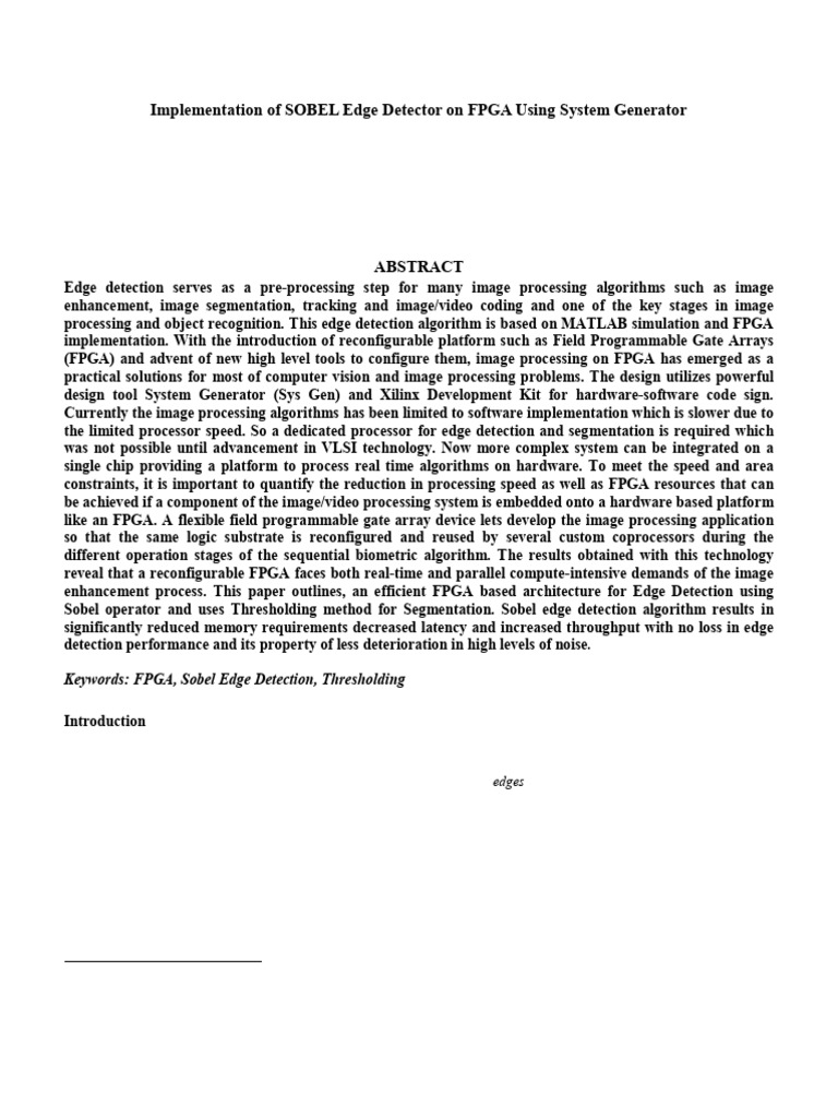 FPGA Sobel Edge Detection Implementation | PDF | Field Programmable ...