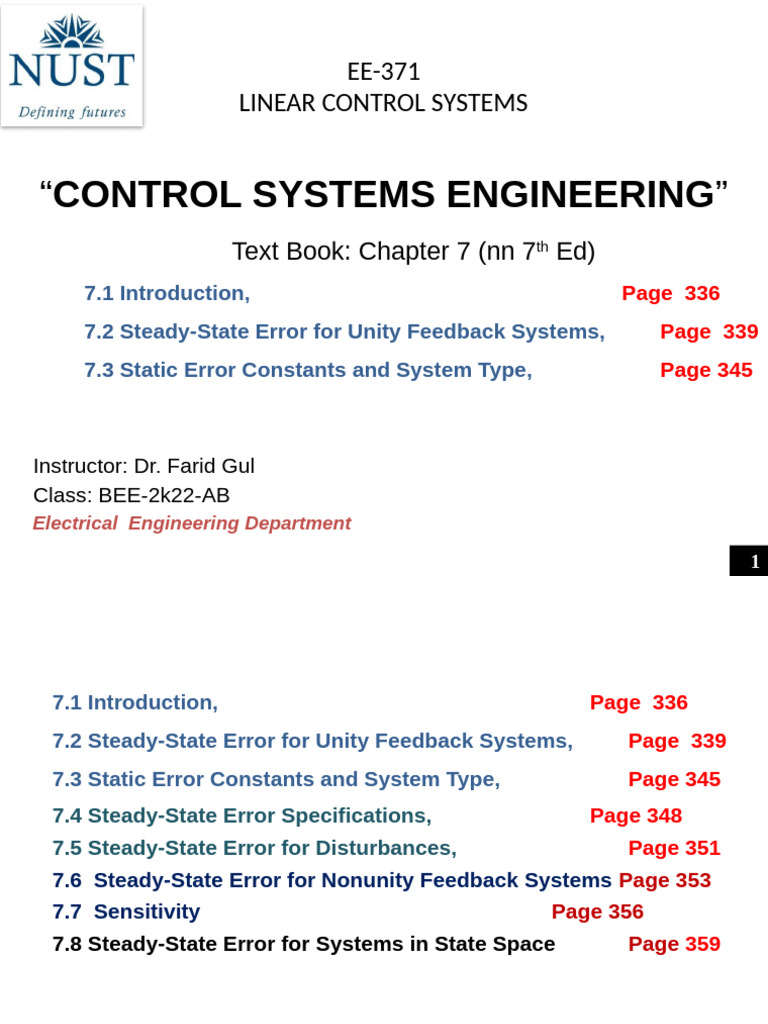 Steady-State Error in Control Systems | PDF | Steady State | Feedback