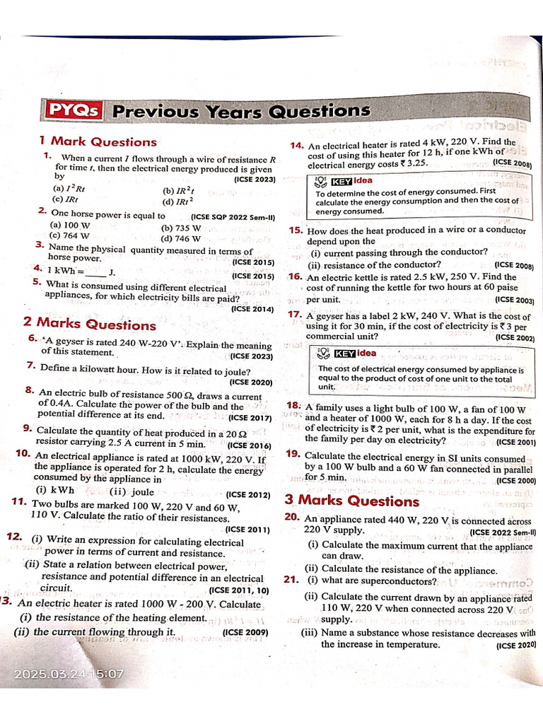 Electricity PYQs Part-2 | PDF