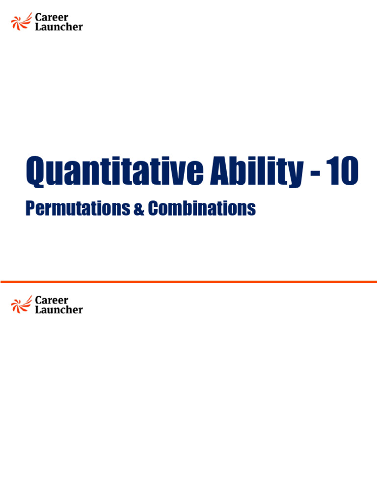 Quantitative Ability: Permutations & Probability | PDF | Odds | Probability