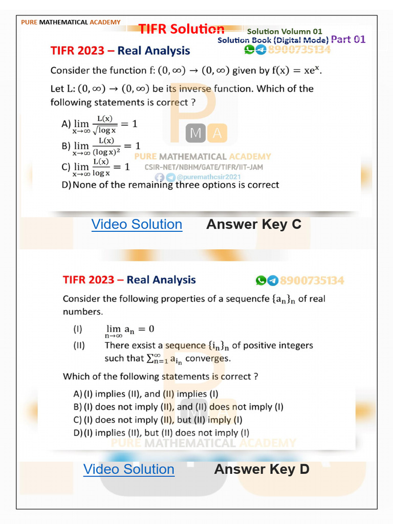 TIFR PMA Solution Part 01 | PDF
