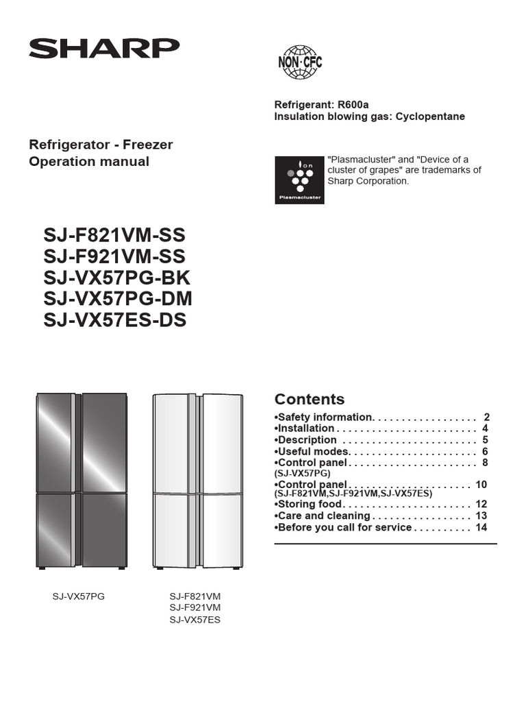 Operation Manual SJ-VX57 1 | PDF | Refrigerator | Ac Power Plugs And ...