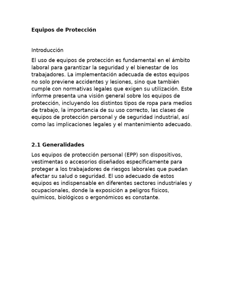 Equipos de Protección | PDF | Seguridad y salud ocupacional | La seguridad