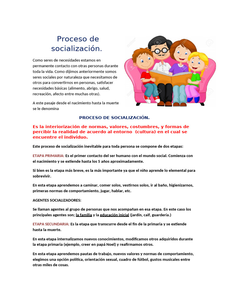 Proceso de Socialización: Etapas y Agentes | PDF | Socialización ...