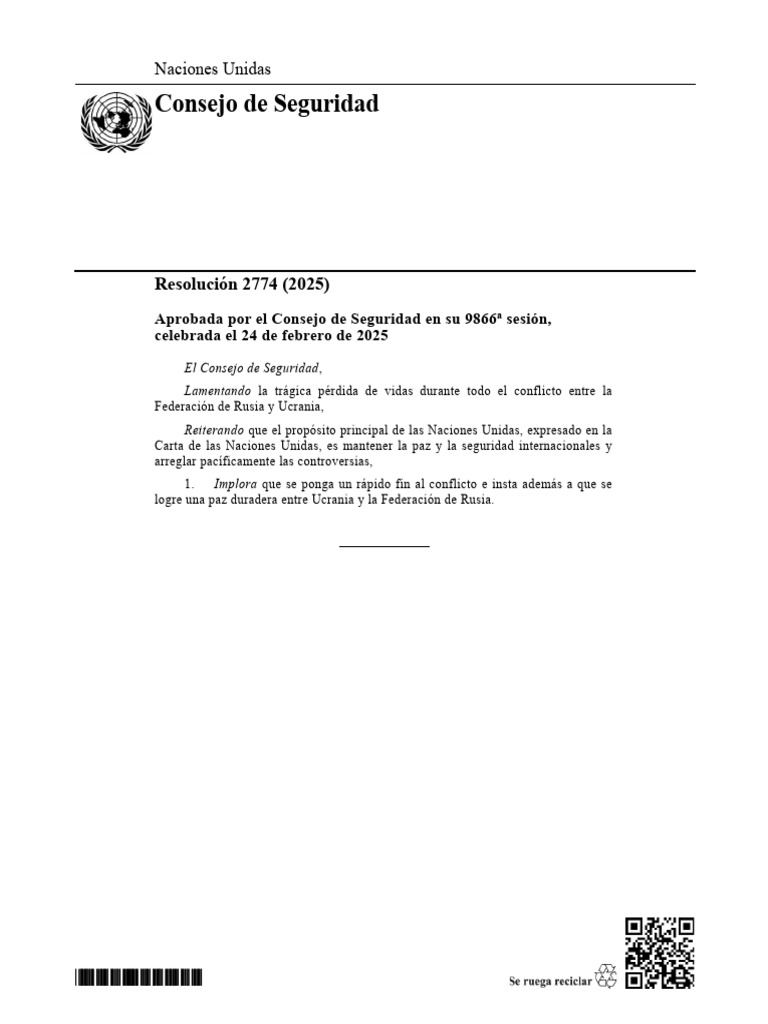 S Res 2774 (2025) - Es | PDF