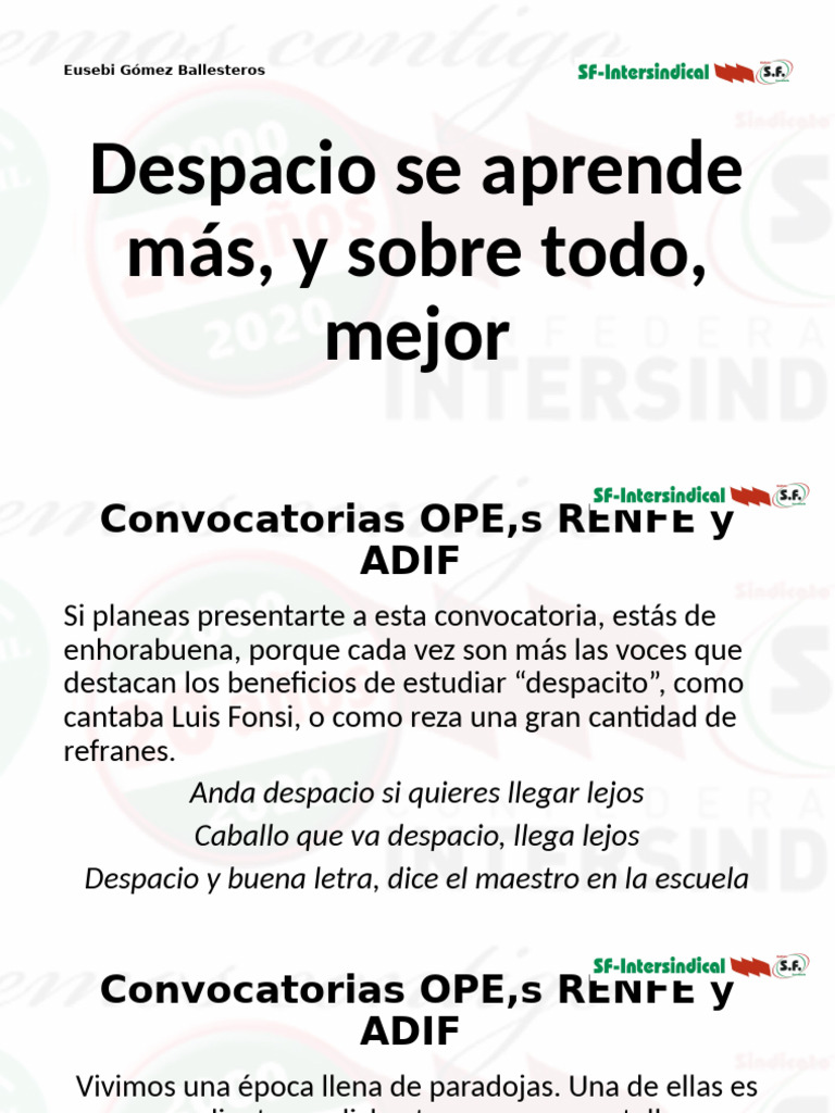 2021 Consejos para Afrontar El Exámen Renfe y Adif SF Intersindical ...