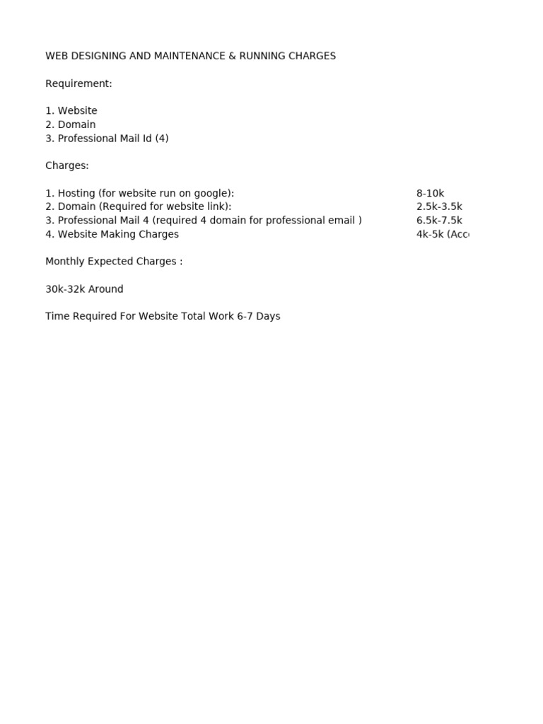 Web Design Costs and Requirements Guide | PDF