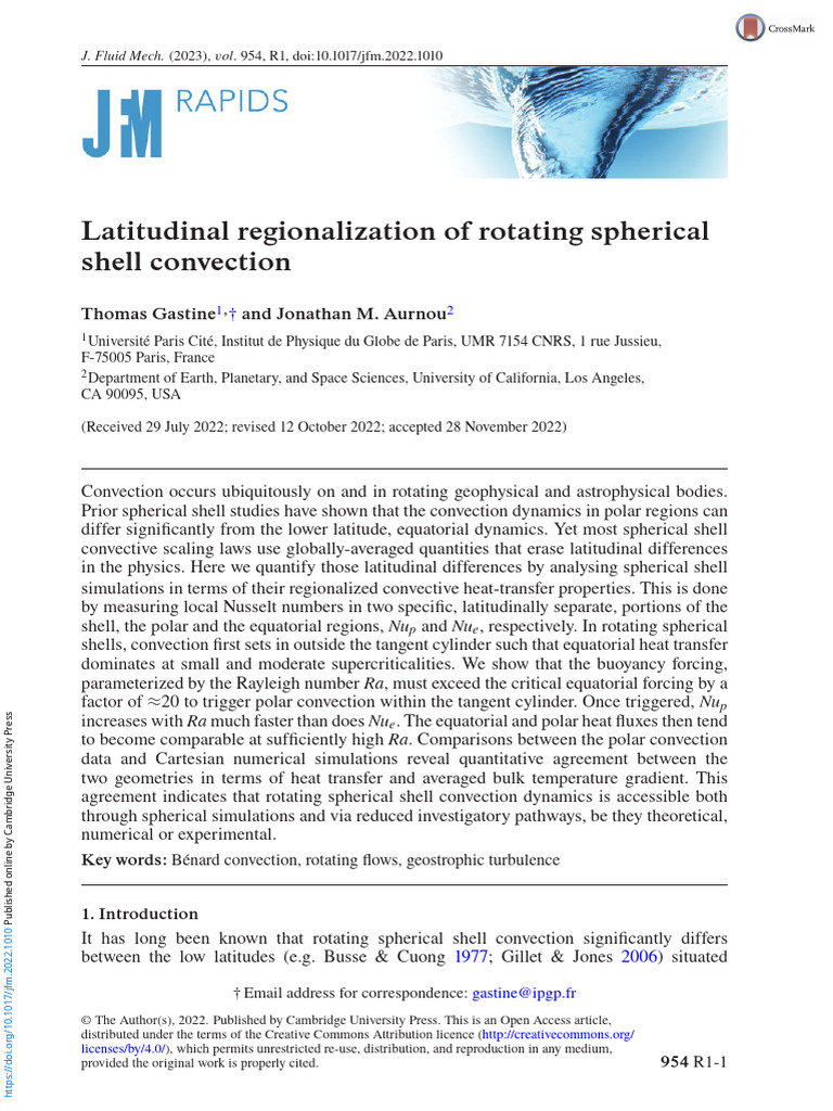 Latitudinal Regionalization of Rotating Spherical Shell Convection ...