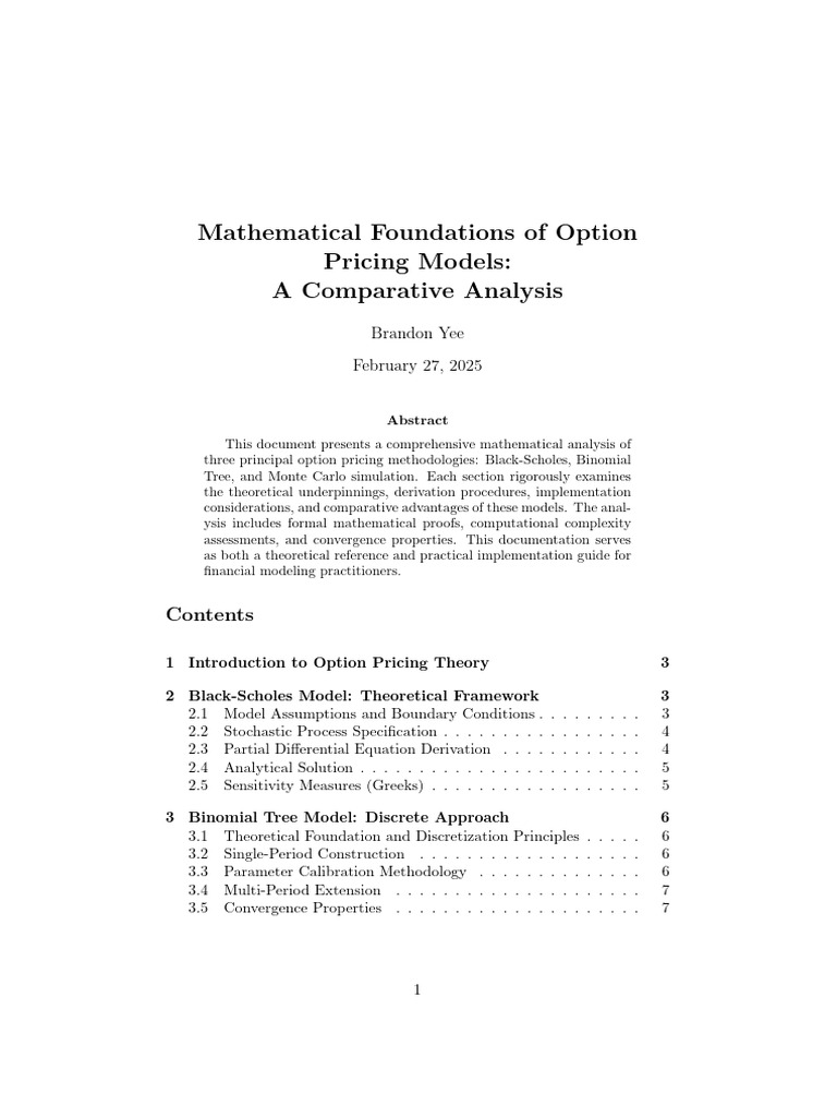 Comparative Analysis of Option Pricing Models | PDF | Black–Scholes ...