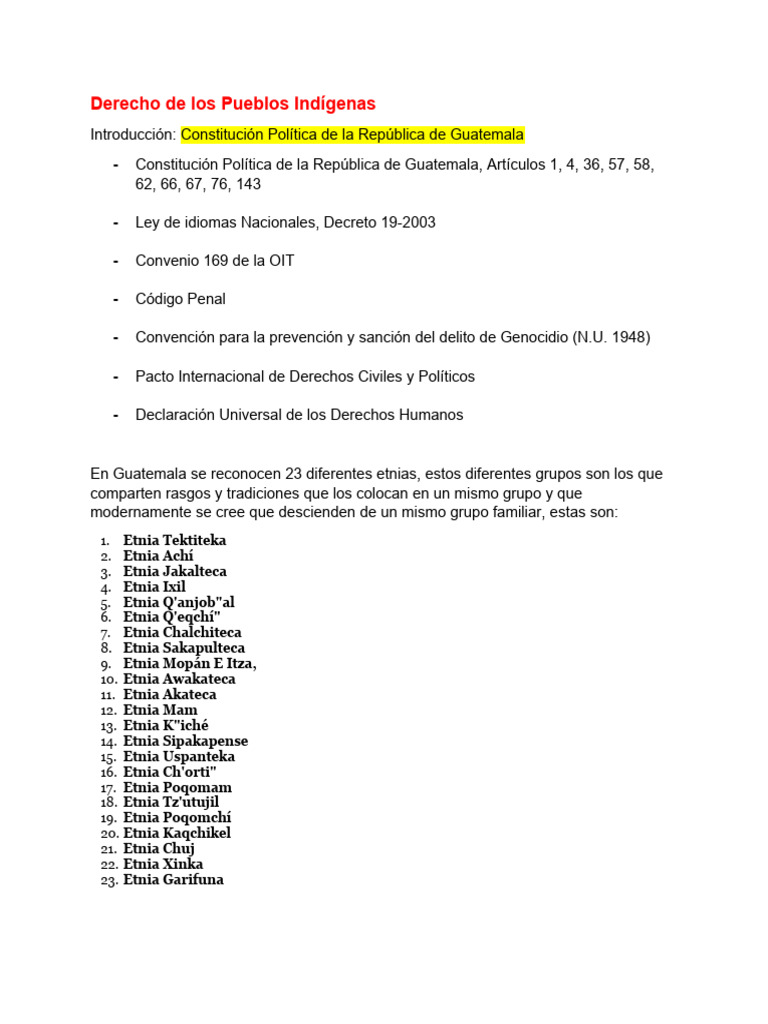 Derechos de los Pueblos Indígenas en Guatemala | PDF