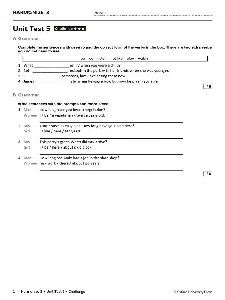 Harmonize 3 Unit Test 5 Challenge | PDF