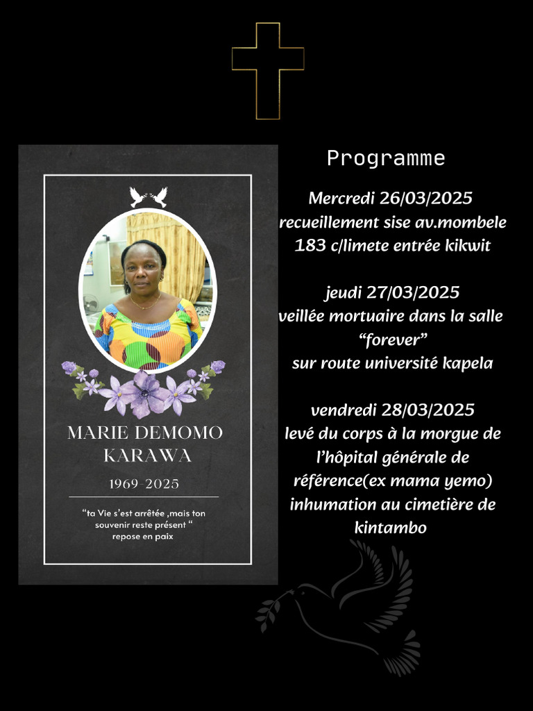 Programme des obsèques du 26 au 28 mars 2025 | PDF