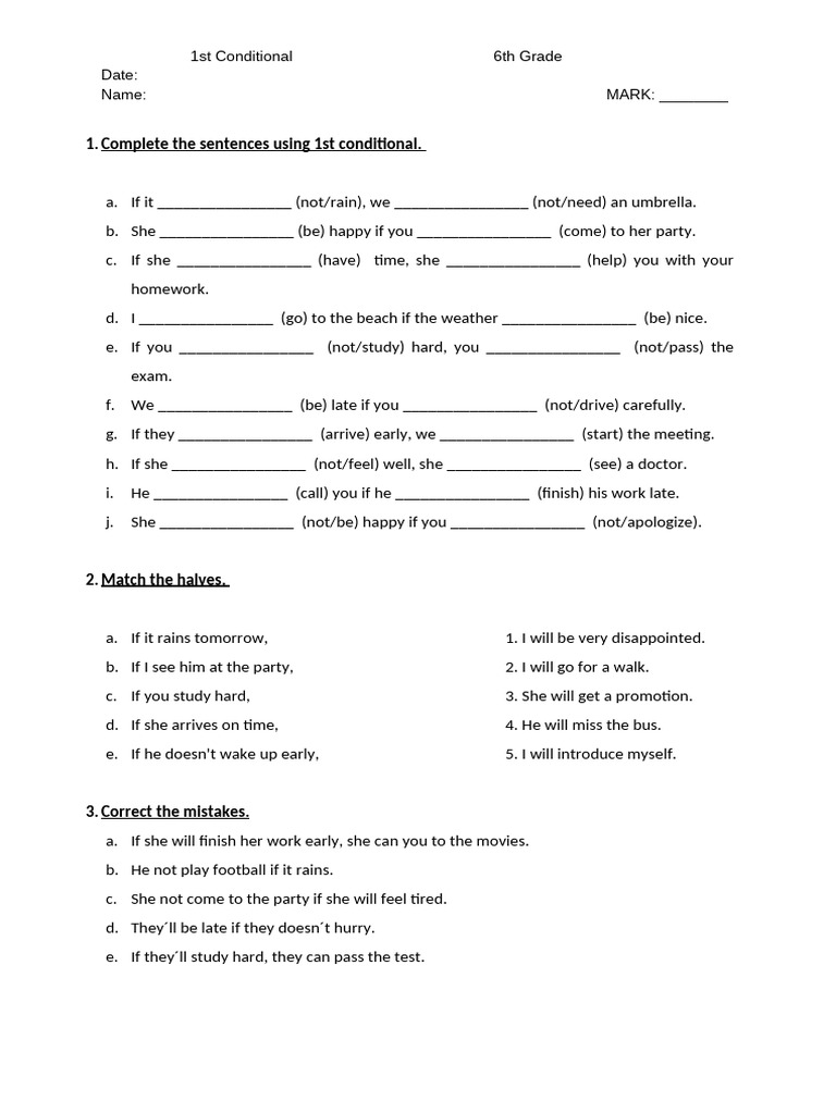 Conditionals 6th Grade | PDF
