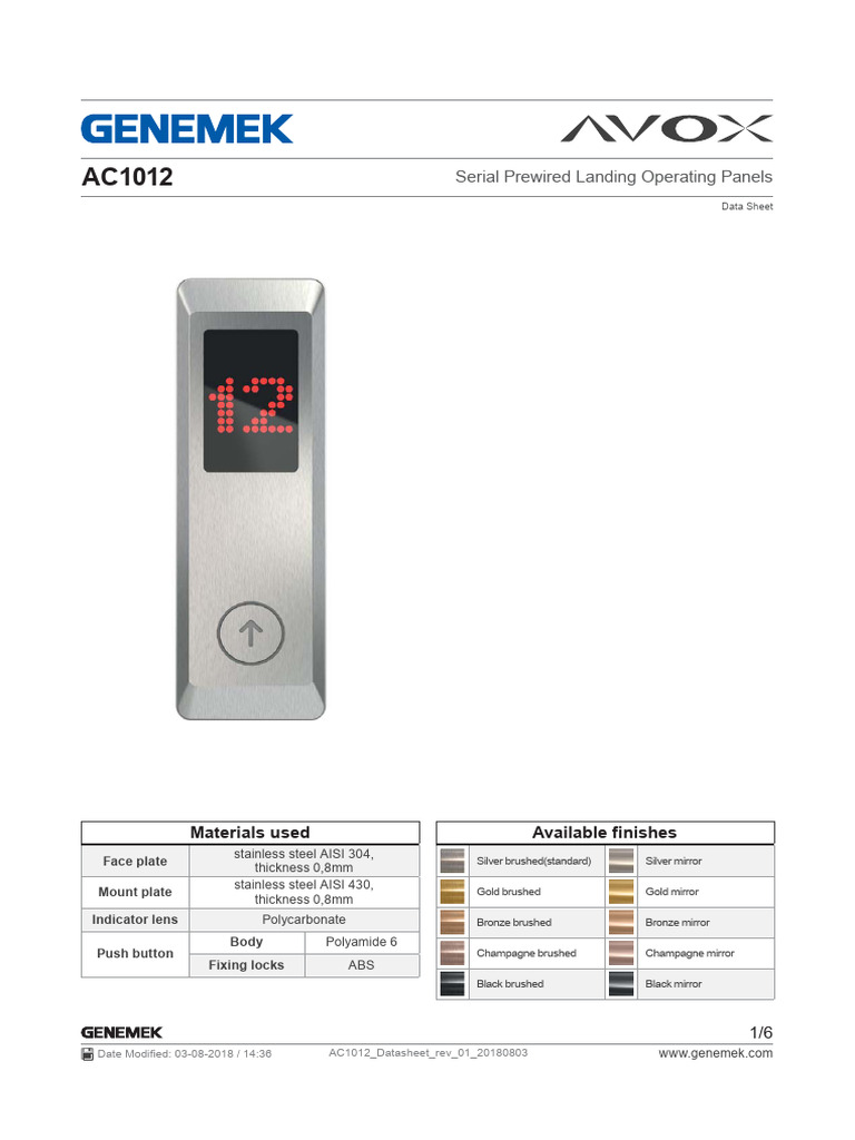 AC1012 Datasheet Rev 01 20180803 | PDF