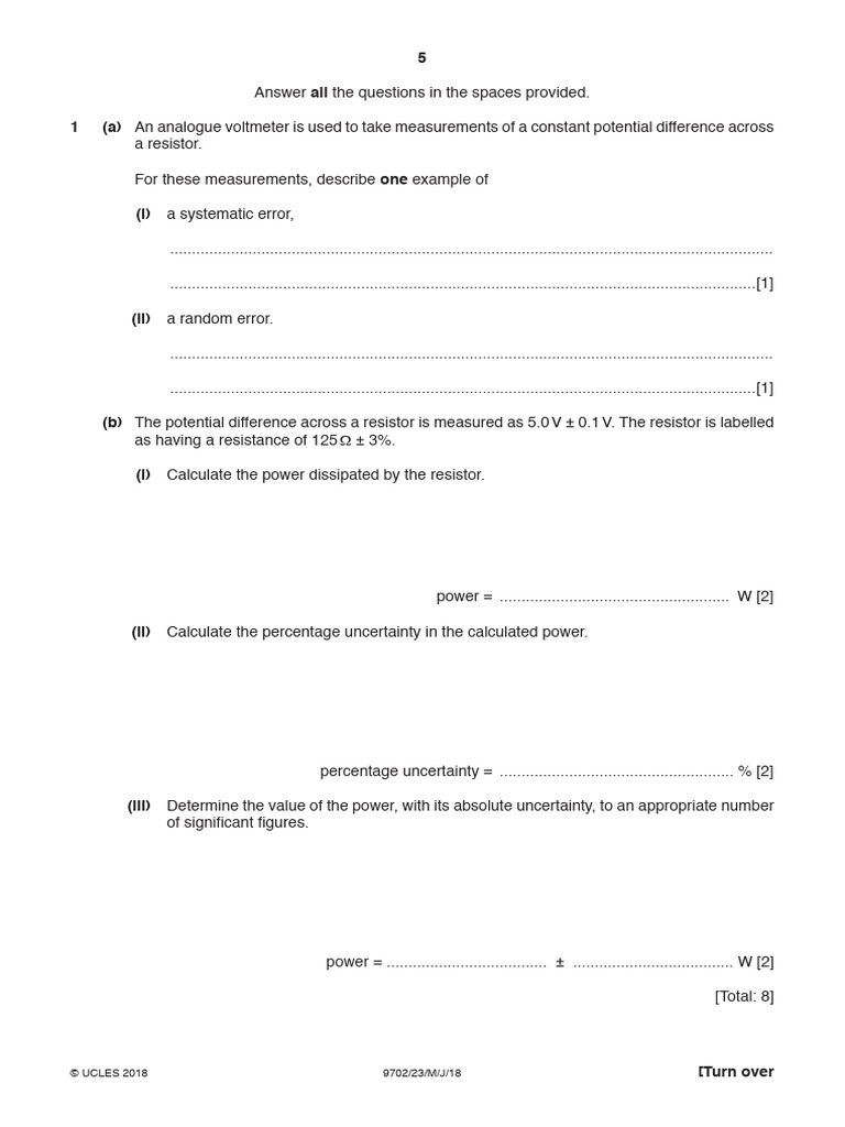 Errors and Uncertainties in Measurements | PDF | Drag (Physics ...
