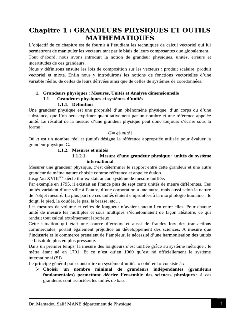 Grandeurs physiques et unités SI expliquées | PDF | Kilogramme ...