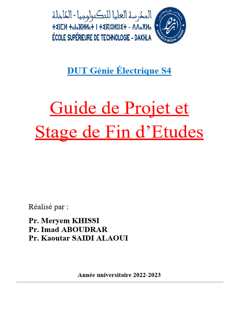 Guide Projet et Stage DUT GE S4 Dakhla | PDF | Mise en page