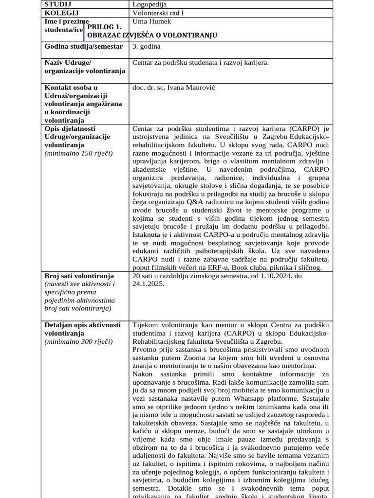 Obrazac za Izvjesce (5) (1) (1) | PDF