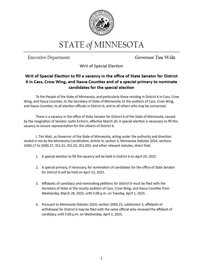 Minnesota Special Election for District 6 | PDF | Justice | Crime ...