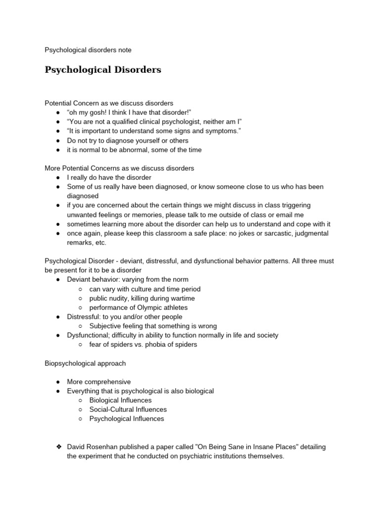 Understanding Psychological Disorders | PDF | Mental Disorder | Major ...