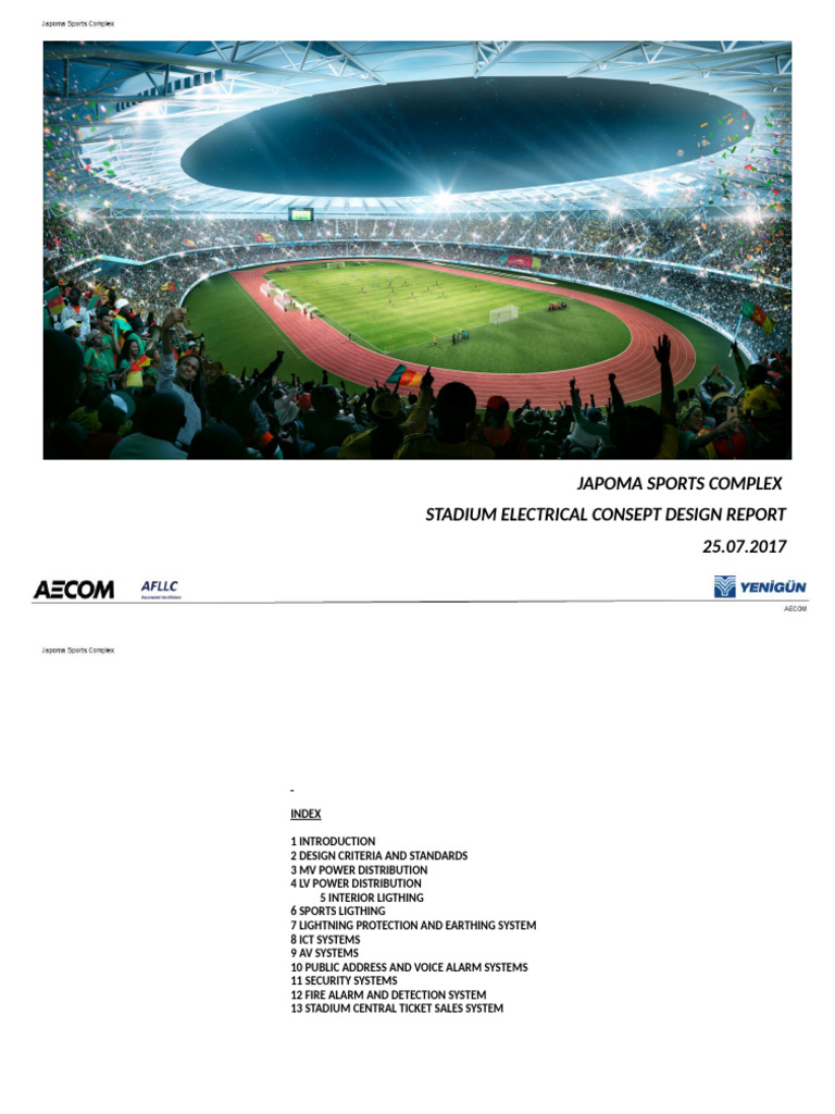 Japoma Stadium Electrical Design Report | PDF | Computer Network | Lighting