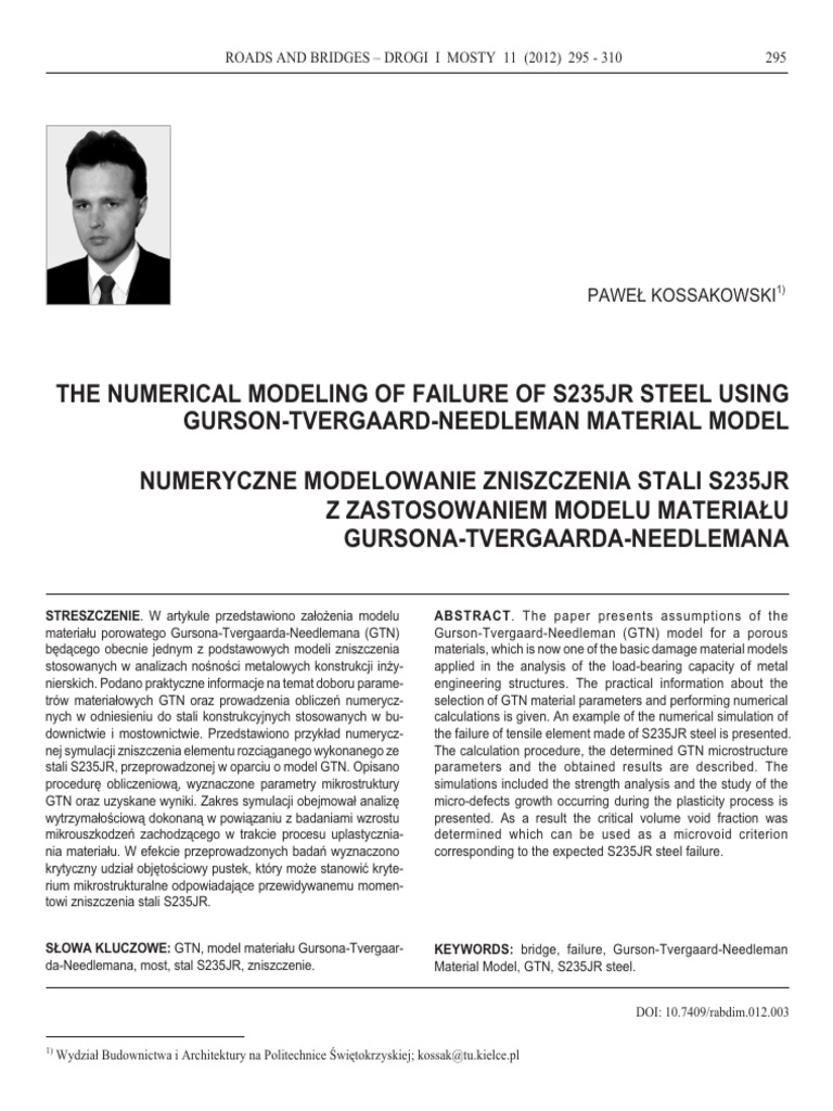The Numerical Modeling of Failure of s235jr Steel | PDF