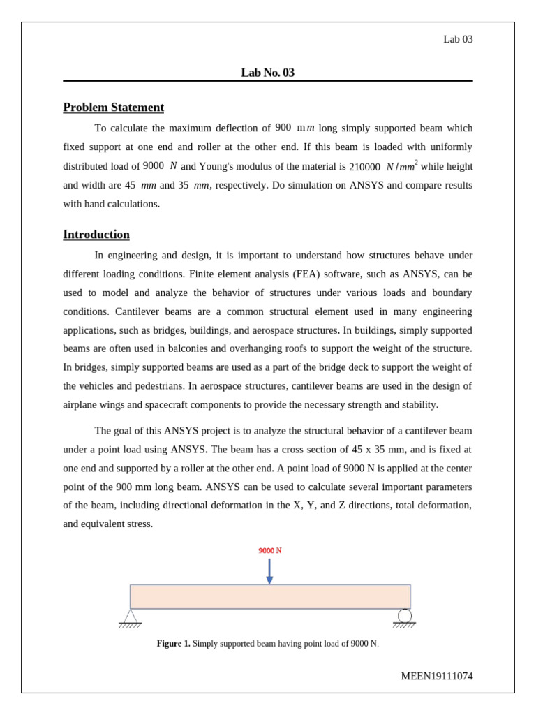 ANSYS Analysis of Simply Supported Beam | PDF | Deformation ...