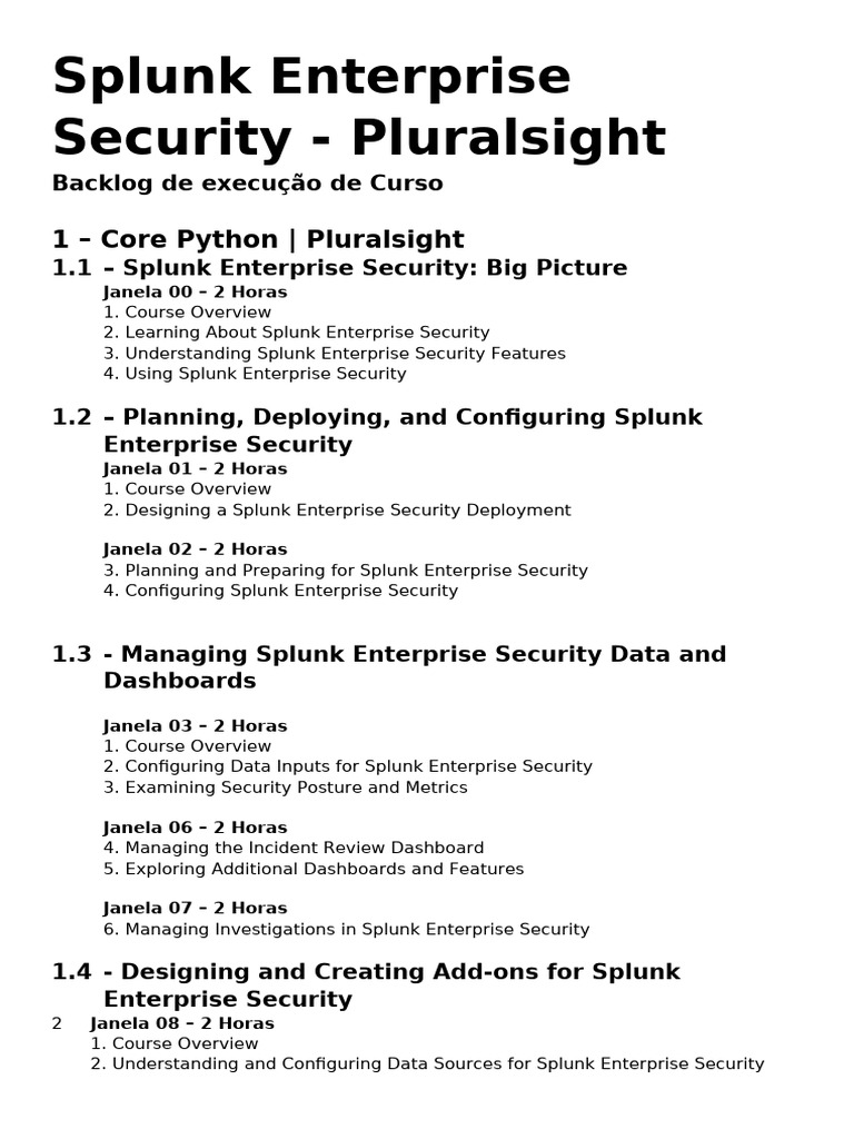 Splunk Enterprise Security Course Overview | PDF