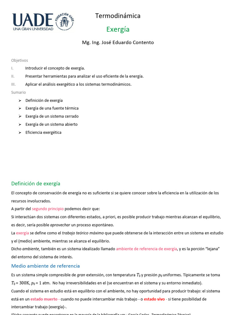Análisis de Exergía en Termodinámica | PDF | Ejercicio | Fenómenos ...