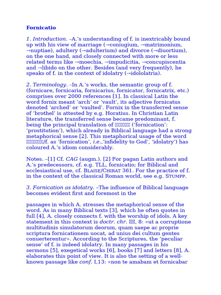 Catholic Definition of Fornication | PDF | Latin